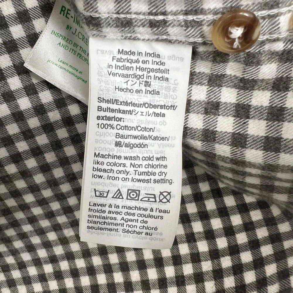 J.Crew Brushed‎ Twill Slim Fit Button Down LS Shirt Mens Size M Gray White Check